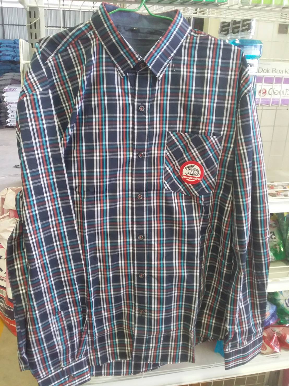 เสื้อทำงานแขนยาวลายสก็อตกระต่าย-แถม-