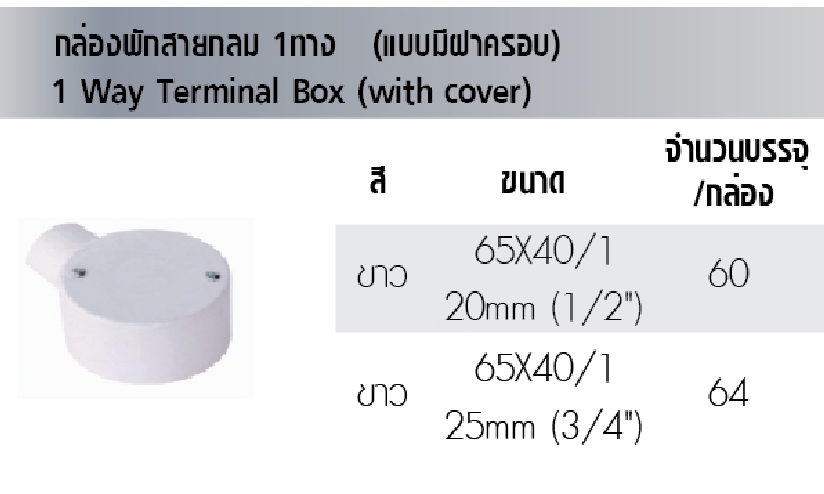 กล่องพักสายกลม1ทาง 20MM*64