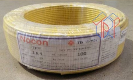 สายไฟTHW เหลือง โนคอน 1X4 100M 