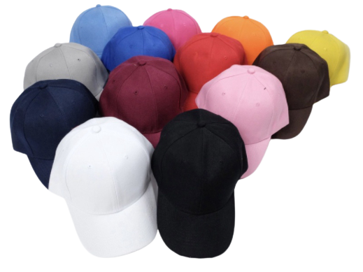 หมวกแก๊ปสีพื้นคละสี