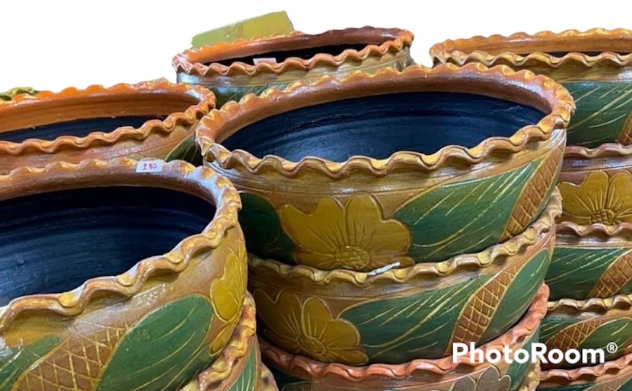 อ่างบัวดินเผา+ขาตั้ง17X7"