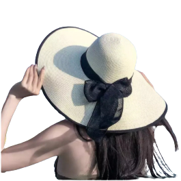 หมวกสานปีกกว้างคละสี