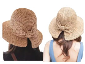 หมวกสานแฟชั่นคละสีA-405