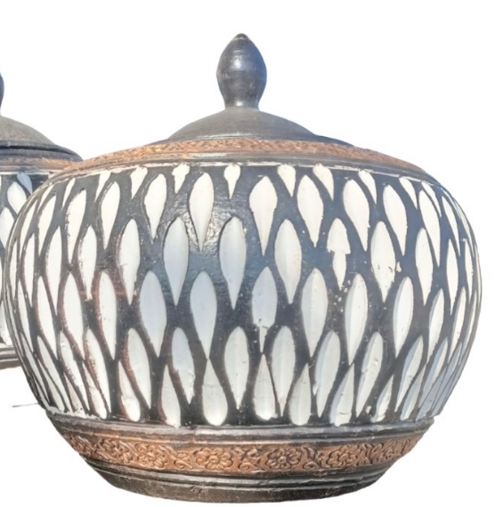 โอ่งน้ำดินเผา+ฝา15X14"