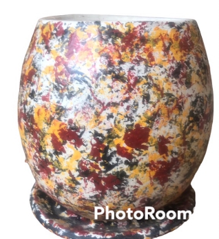 กถ.ดินเผาทรงบาตร+จานรอง5X7"