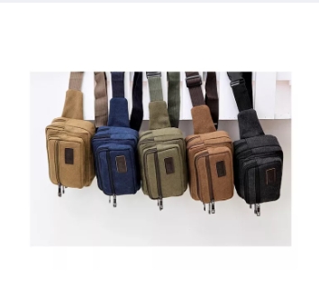 กระเป๋าคาดเอวผ้าแคนวาสคละสี W99