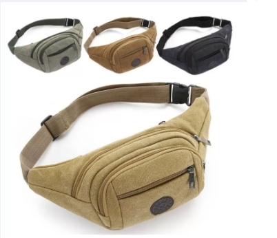 กระเป๋าคาดเอวผ้าแคนวาสคละสี W38