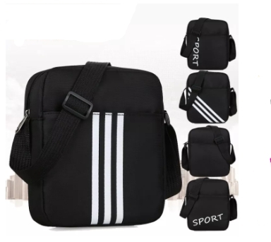 กระเป๋าคาดอก ผ้าแคนวาสสีดำ คละลาย