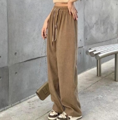 กางเกงเอวสูงผ้าลูกฟูก