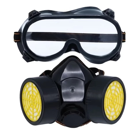 หน้ากากกันสารเคมี+แว่น