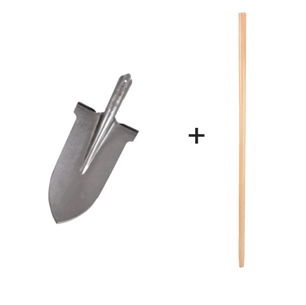 พลั่วเหล็กแมงกานีสปลายแหลม50.5CM+ด้ามไม้