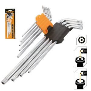 กุญแจหกเหลี่ยมTOLSENยาวCRV ชุด9ตัวมิล แฉก 20057*6