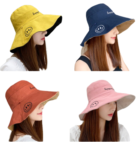 หมวกบัคเก็ตงานปักคละสี