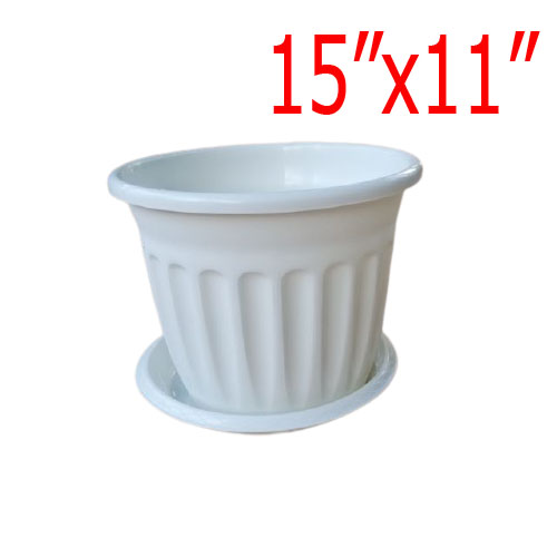 กถ.+จานรองทรงเสาโรมันขาว 15"X11"