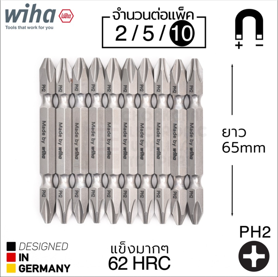 ดอกไขควงเยอมัน แพคคู่WIHA2x65mm.*2