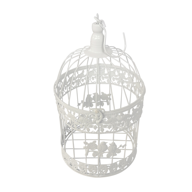 กรงนกเหล็กดัดทรงกลม(M) สีขาว