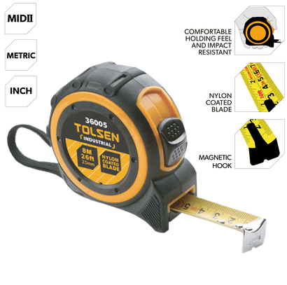 ตลับเมตรหุ้มยางTOLSEN5M36004 *8