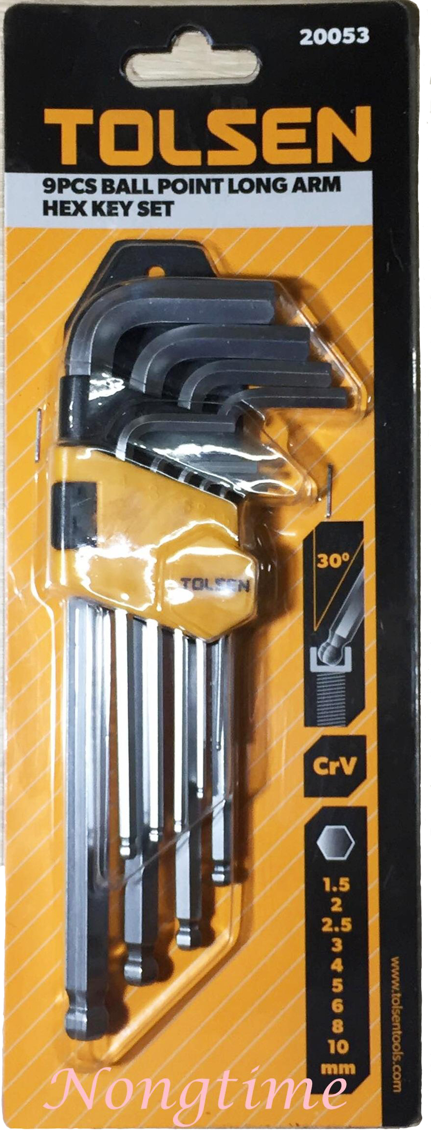 กุญแจหกเหลี่ยมสั้นTOLSEN20053 *9ตัวชุด