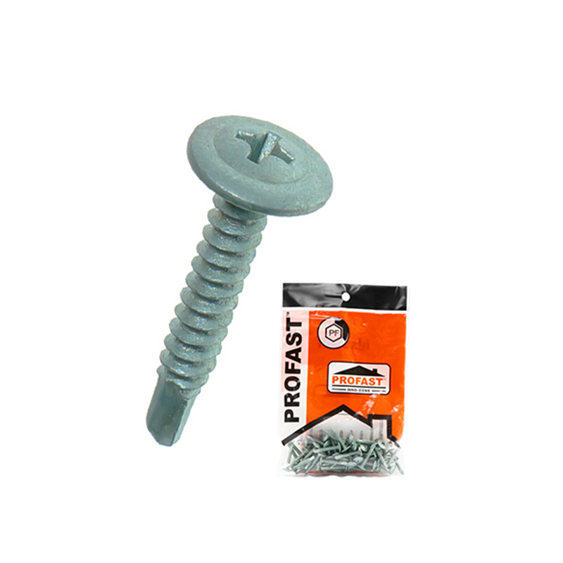 (50ตัว)สกรูปลายสว่านPF8X1"หัวบัททอน