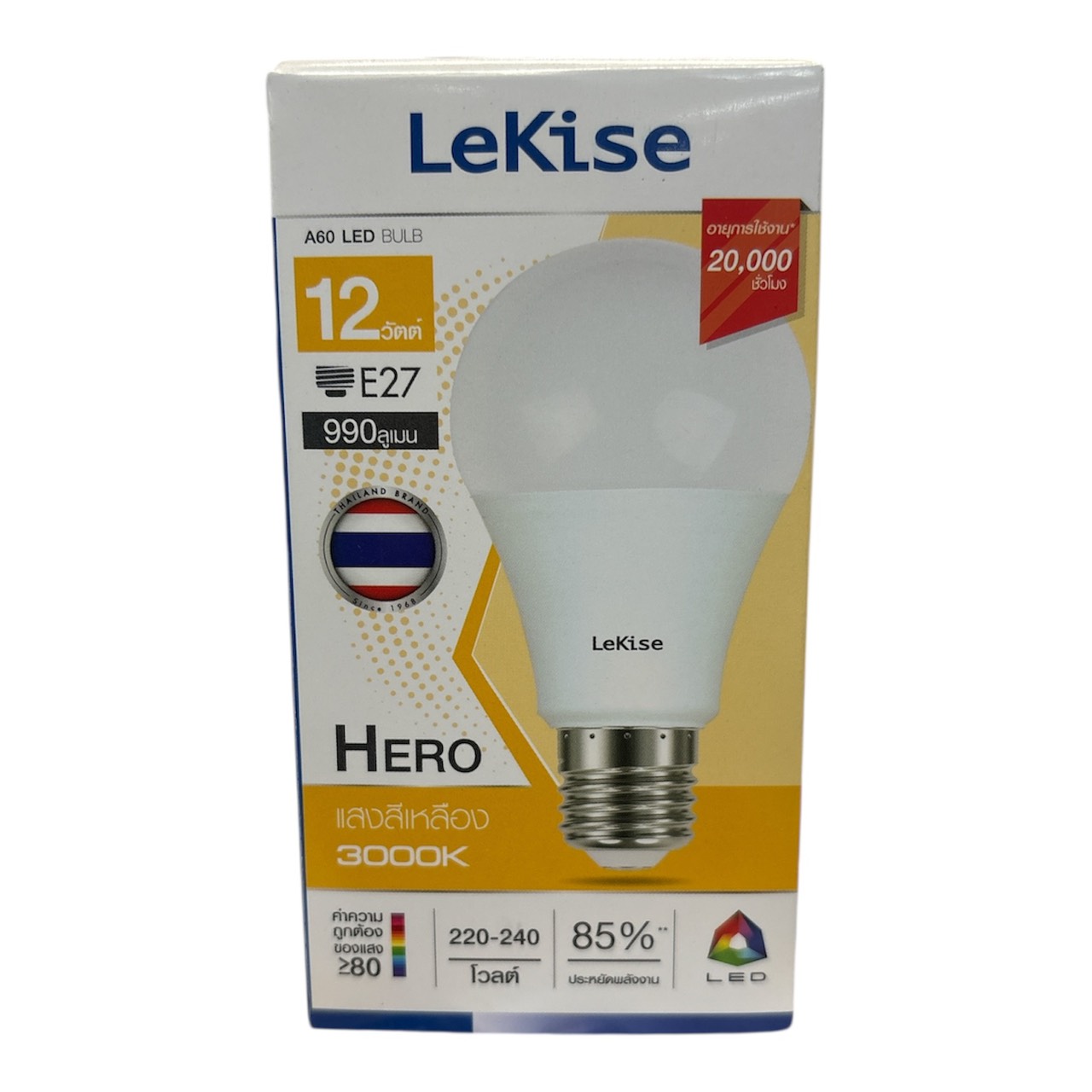 หลอดLED BLUB A60 WW LEKISE 12WHERO E27*100
