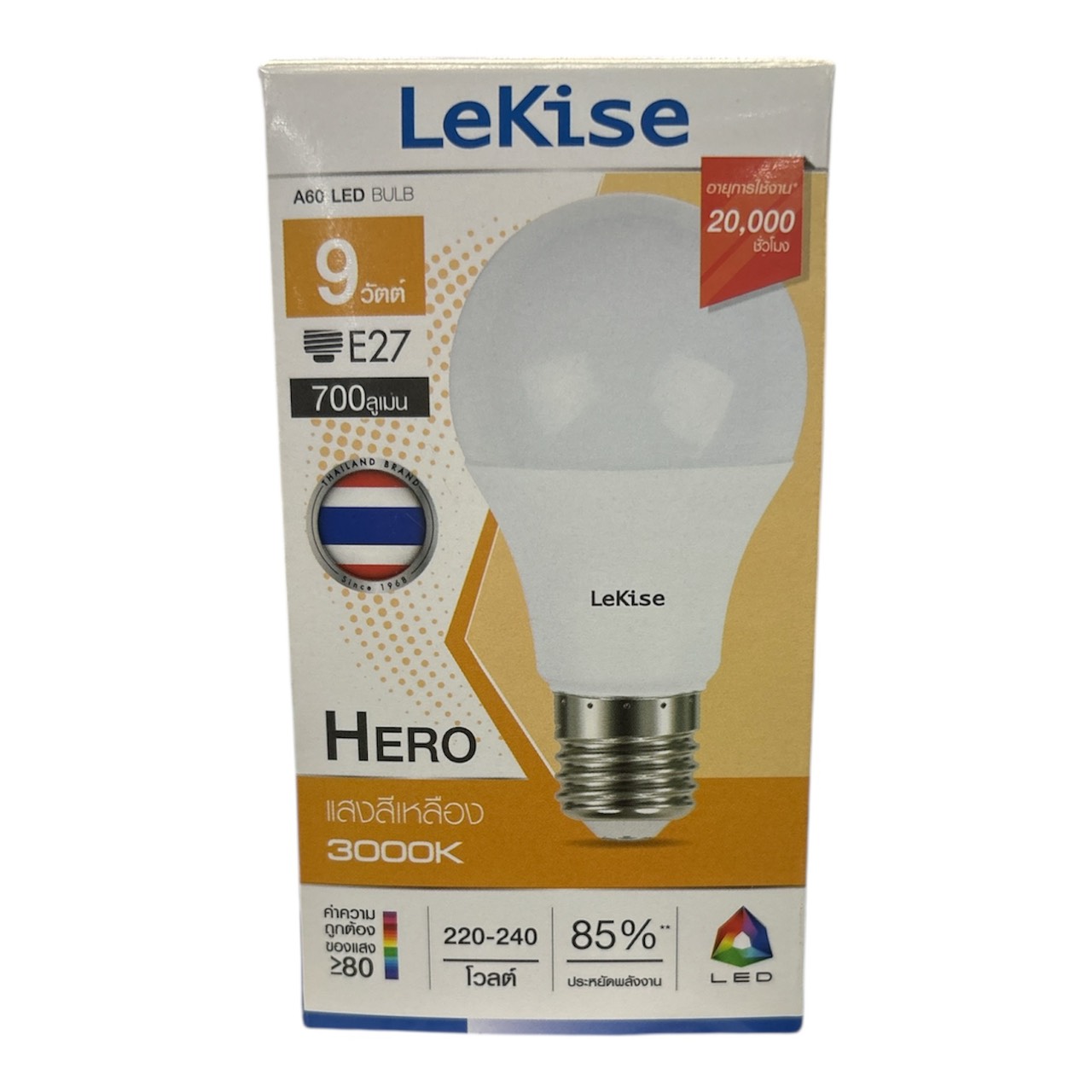 หลอดLED BLUB A60 WW LEKISE 9WHERO E27*100
