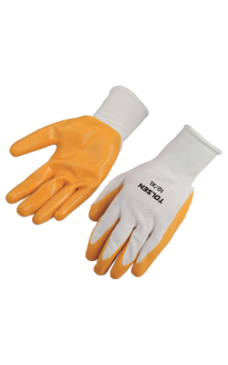 ถุงมือโพลีเคลือบยางสังเคราะห์TOLSENXL45010*12