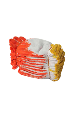 ถุงมือผ้าเคลือบยางส้ม*โหล