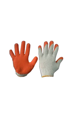 ถุงมือเคลือบยางส้ม(คู่)