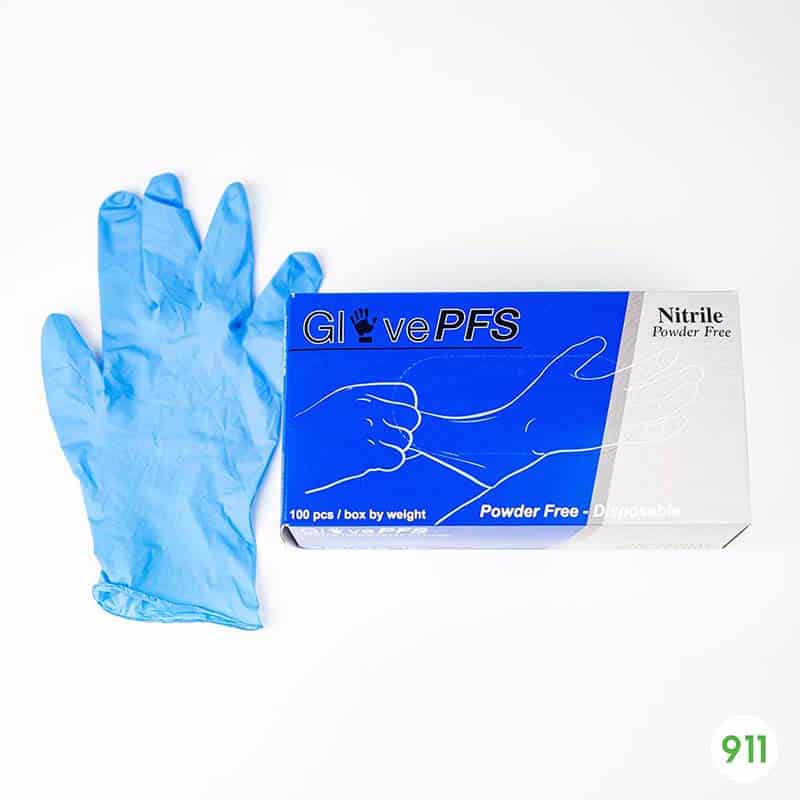 ถุงมือไนไตรยางพาราสีฟ้าSET100 (S)