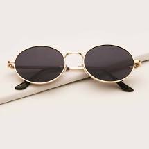 แว่นกันแดดดำทรงกลมกรอบทอง 04-934-GO