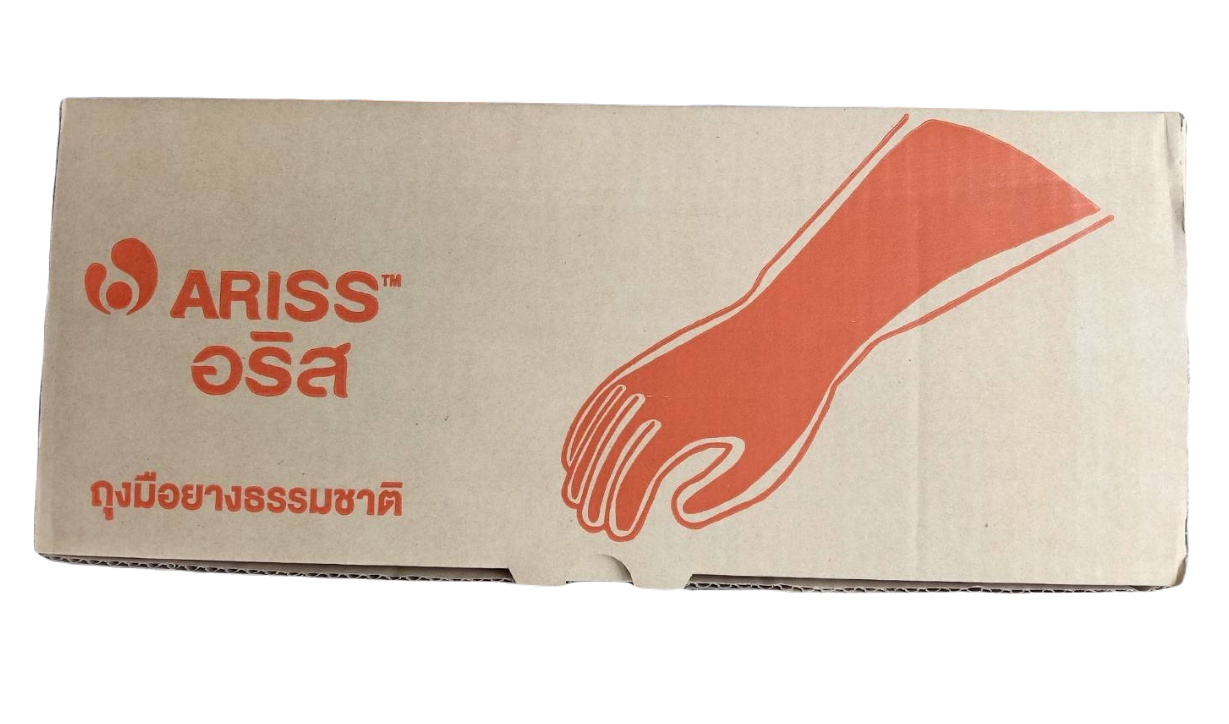ถุงมือยางส้มARISS(โหล)*20